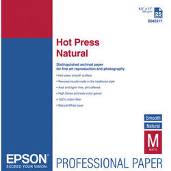 Epson Hot Press Natural Smooth Matte Paper (17 x 22", 25 Sheets)