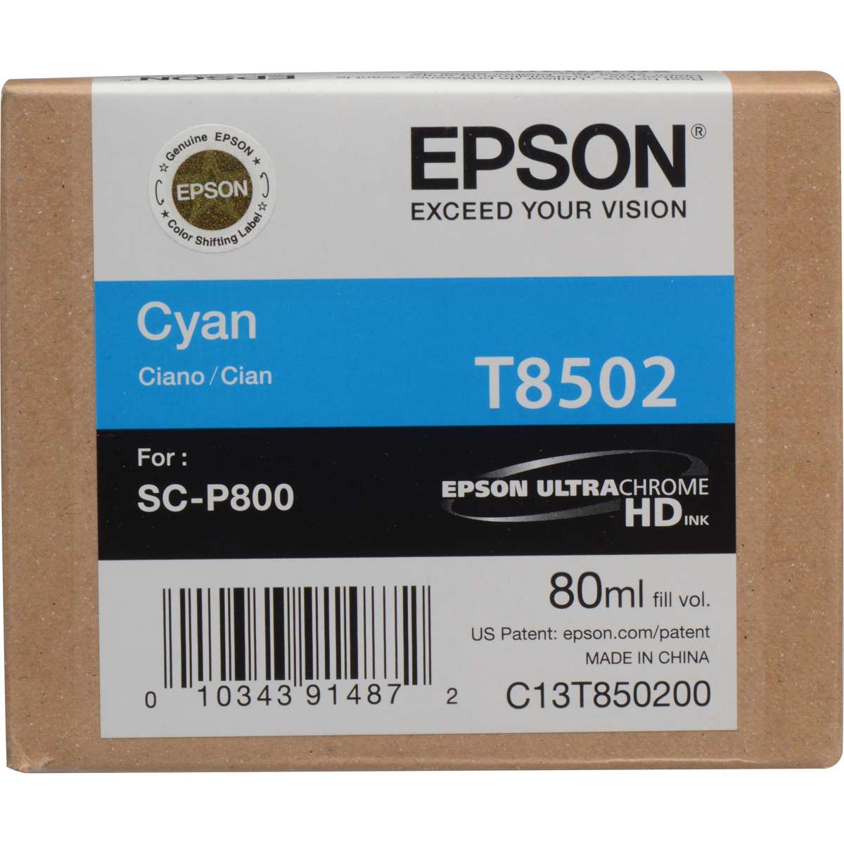 Epson UltraChrome Cyan Ink Cartridge (T850200) Epson SureColor P800 Series Ink