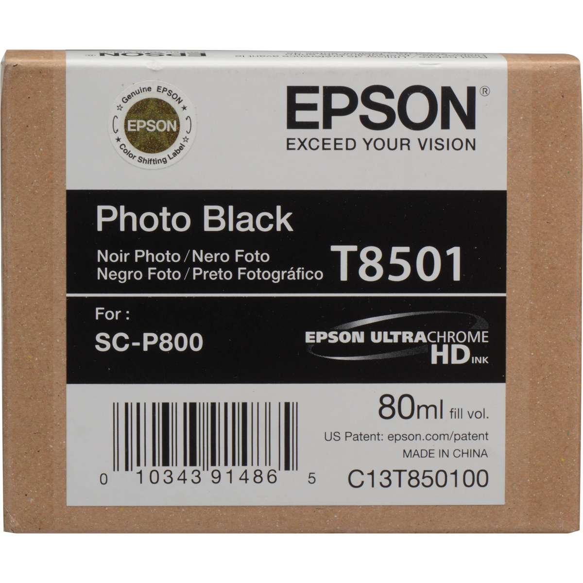 Epson UltraChrome Photo Black Ink Cartridge (T850100) Epson SureColor P800 Series Ink