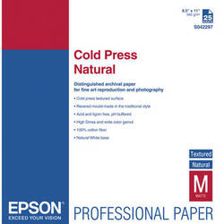 Epson Cold Press Natural Textured Matte Paper (17 x 22", 25 Sheets)