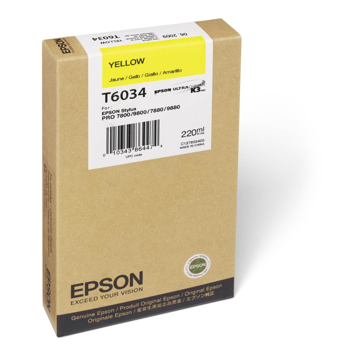 Yellow - EPSON 9880 / 9800 / 7880 / 7800 - 220ml UltraChrome K3 Ink