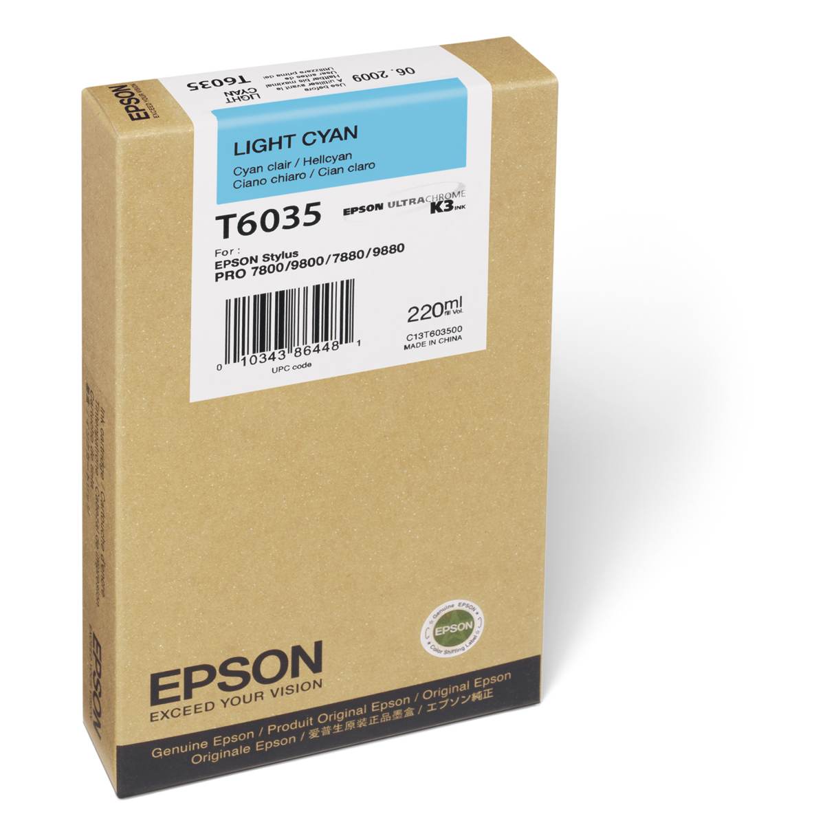 Light Cyan - EPSON 9880 / 9800 / 7880 / 7800 - 220ml UltraChrome K3 Ink